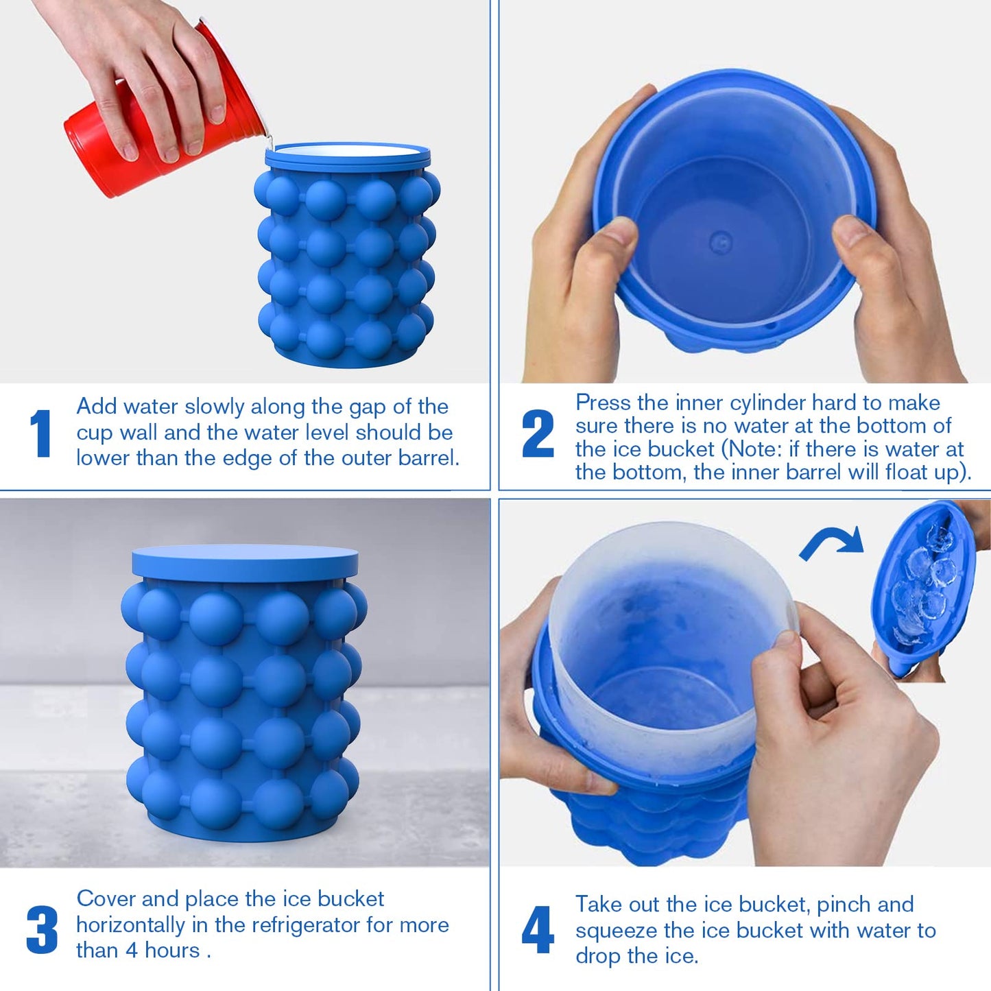 1pc Large Silicone Ice Cube Maker - Portable 2-in-1 Ice Bucket for Easy Freezing and Serving