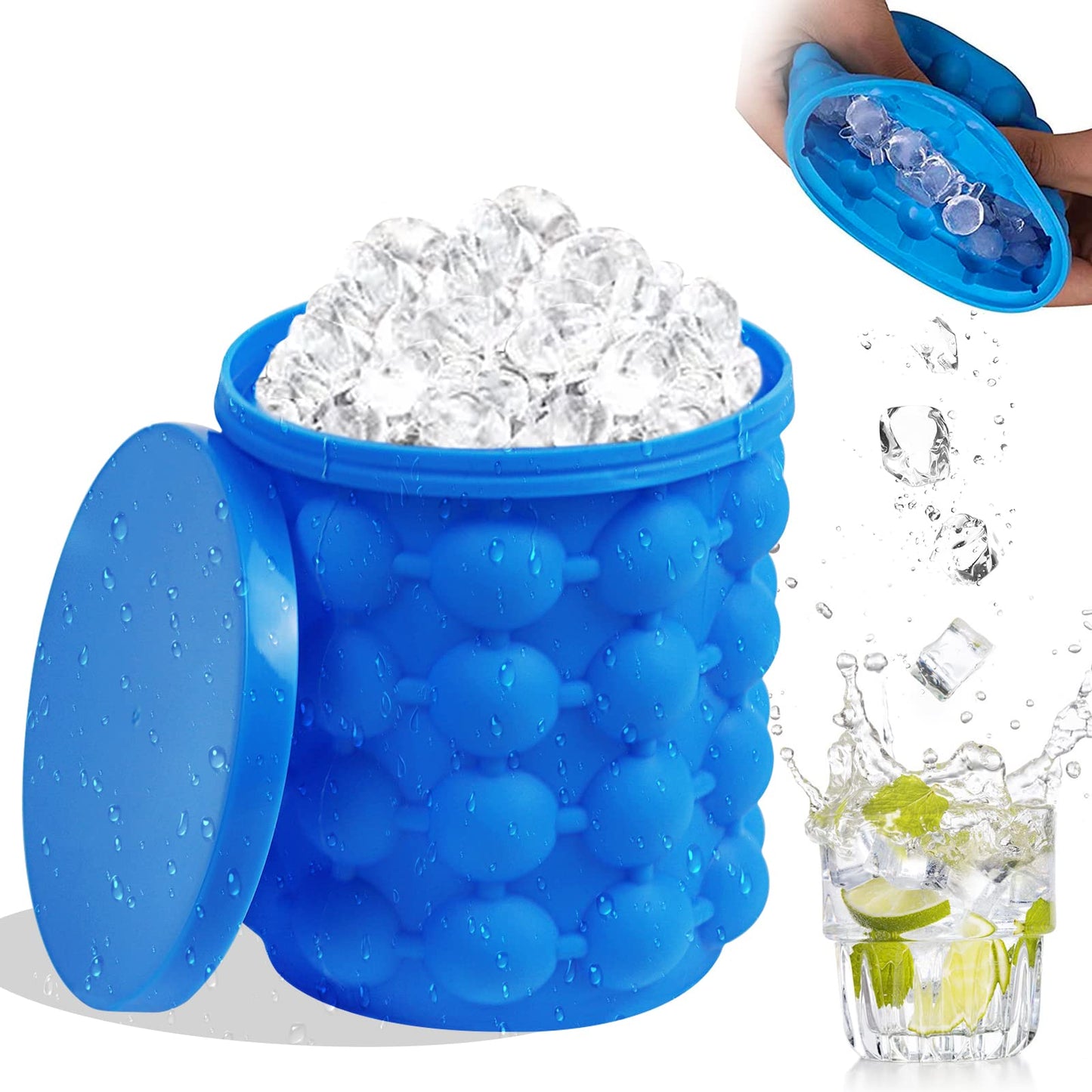 1pc Large Silicone Ice Cube Maker - Portable 2-in-1 Ice Bucket for Easy Freezing and Serving