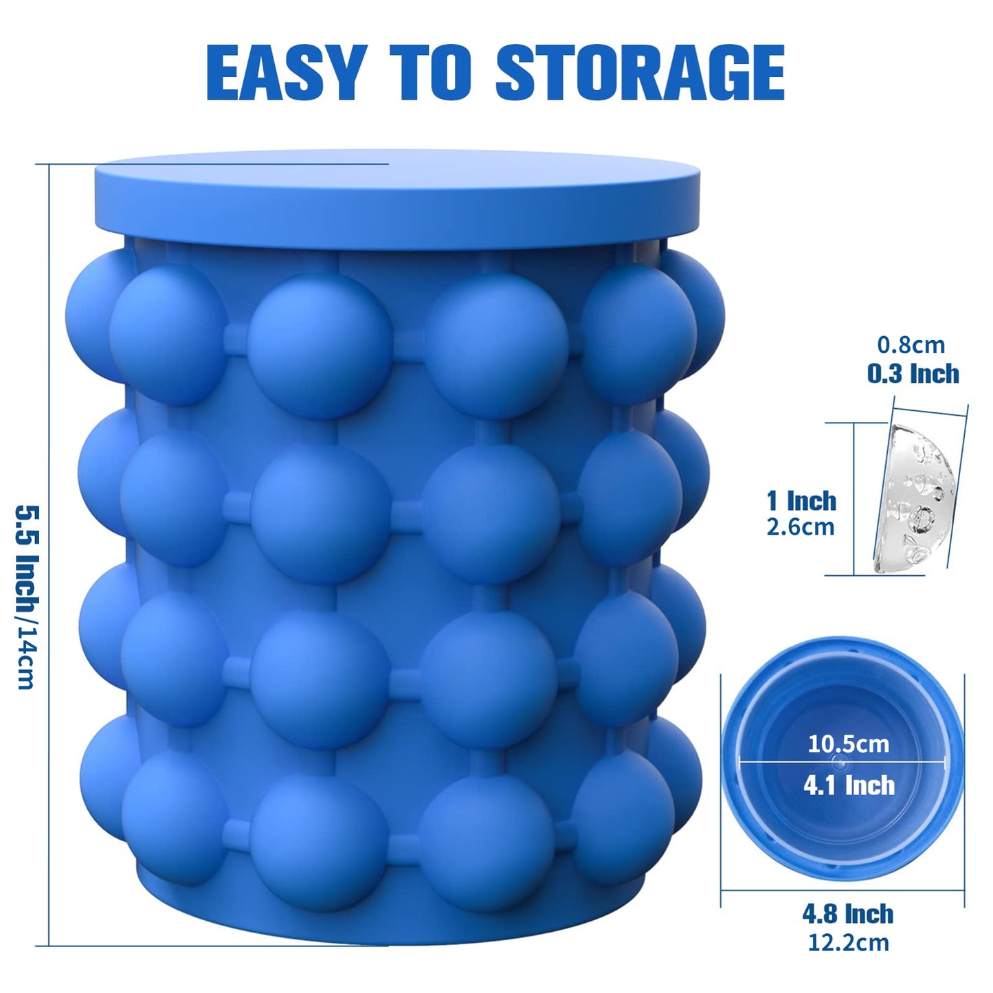 1pc Large Silicone Ice Cube Maker - Portable 2-in-1 Ice Bucket for Easy Freezing and Serving