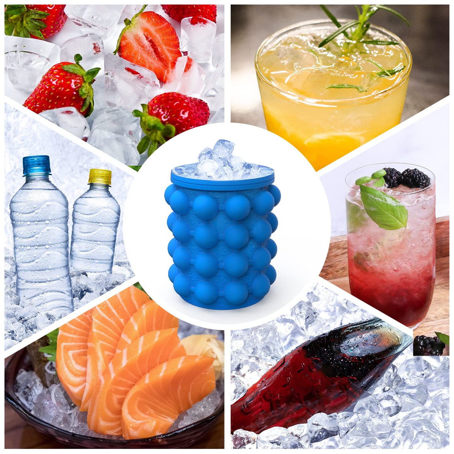 1pc Large Silicone Ice Cube Maker - Portable 2-in-1 Ice Bucket for Easy Freezing and Serving